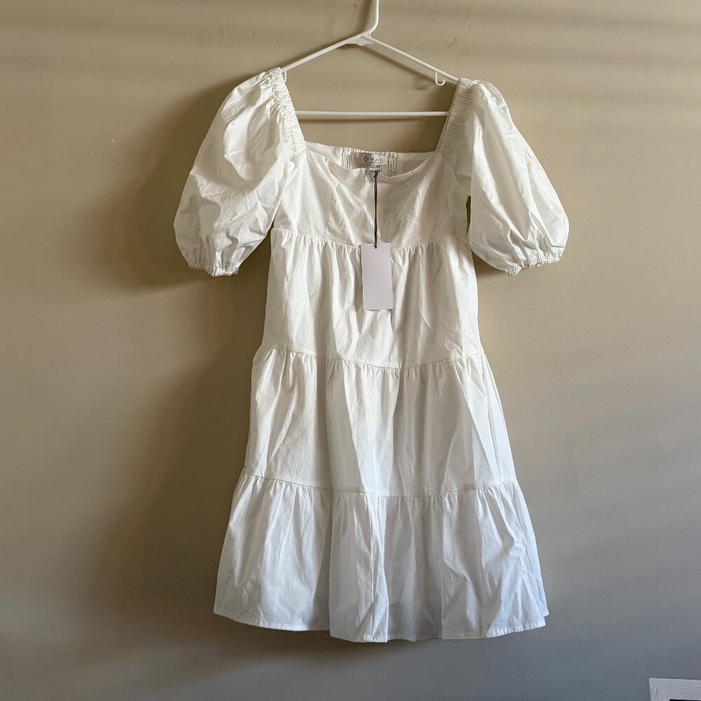 Wayf Nordstrom XS White Square Neck Puff Sleeve Dress